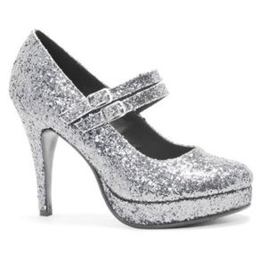 🆕 Glitter High Heel Silver Shoes